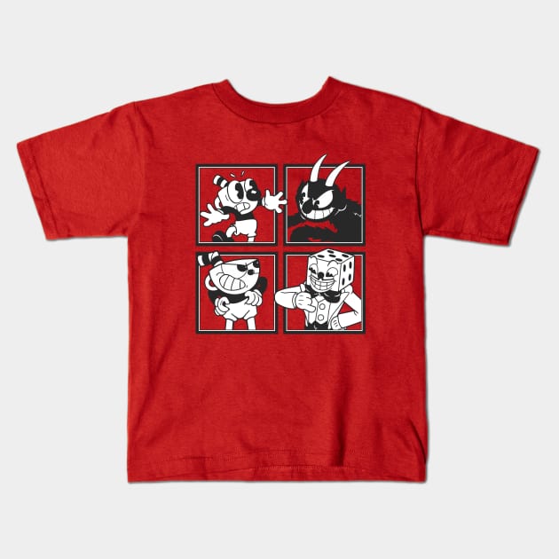 Cuphead Mosaic Kids T-Shirt by gamergeek